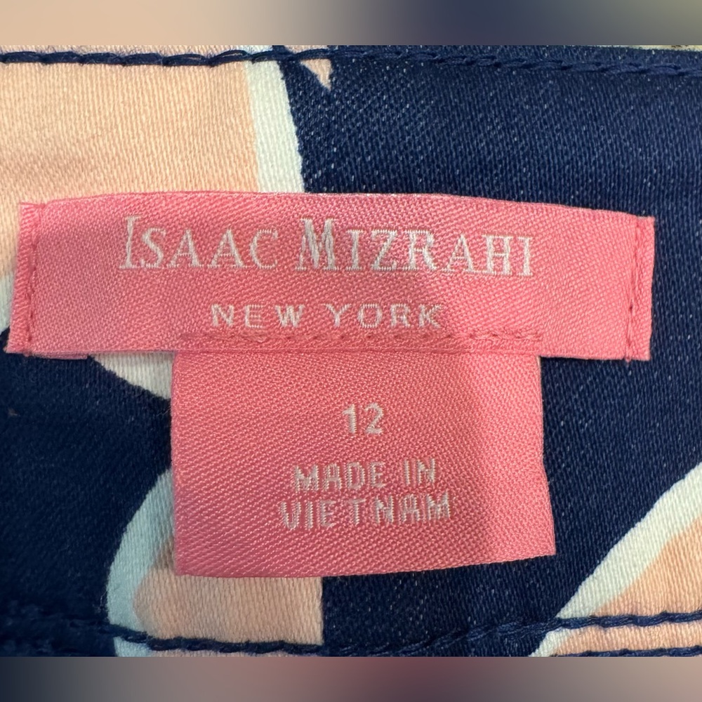 Isaac Mizrahi Womens Size 12 Navy Blue Pink Floral Scalloped Hem Shorts - Picture 4 of 9